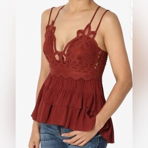 🆕Moa Moa Brown Lace Babydoll Cami Top L🆕